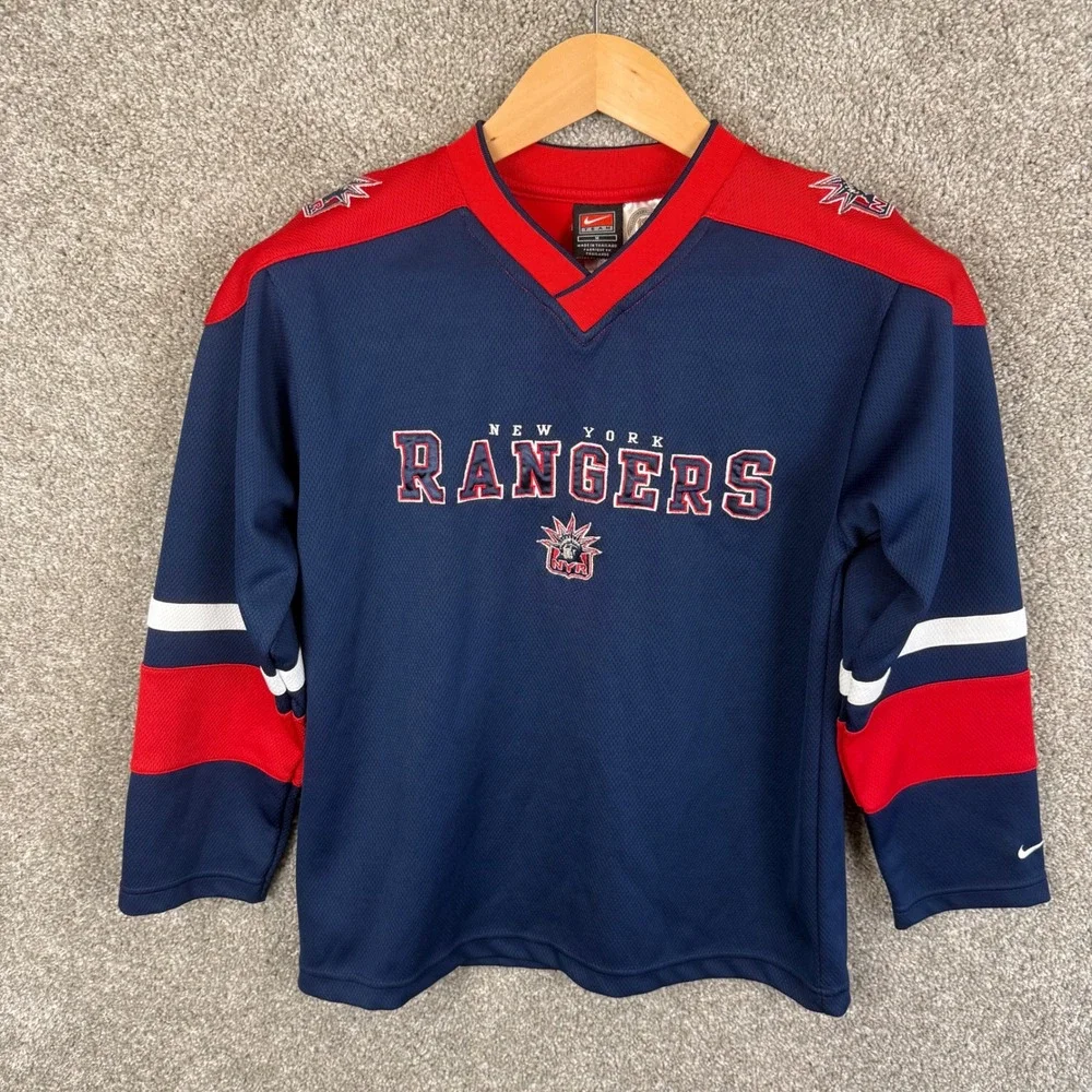 Nike New York Rangers Kids‎ Youth Hockey Jersey Navy Blue Red Size Medium
